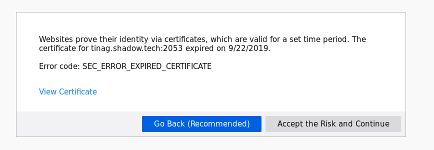 Firefox showing that certificate has expired today